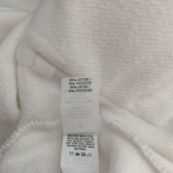 Aerie Raw Hem White Kangaroo Pocket Pullover Hoodie, small - Picture 8 of 9